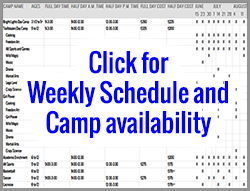 Click for Weekly Schedule and Camp availability